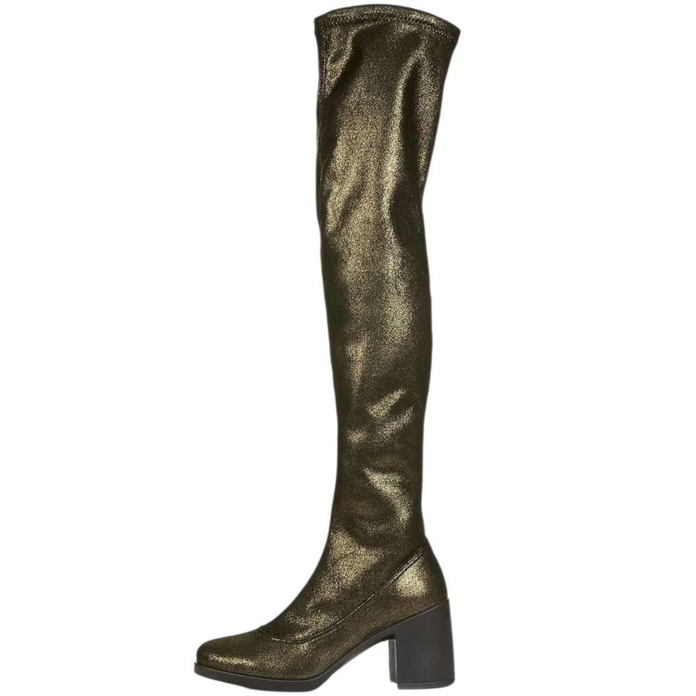 TOPSHOP  Gold Platform Over the Knee Thigh High Fabric Boots 7 US EU 40 Italy